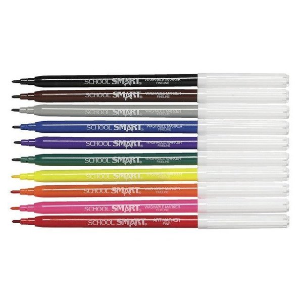 School Smart ART MARKER WASHABLE FINELINE SET OF 10 - PK 6819W-10ASST